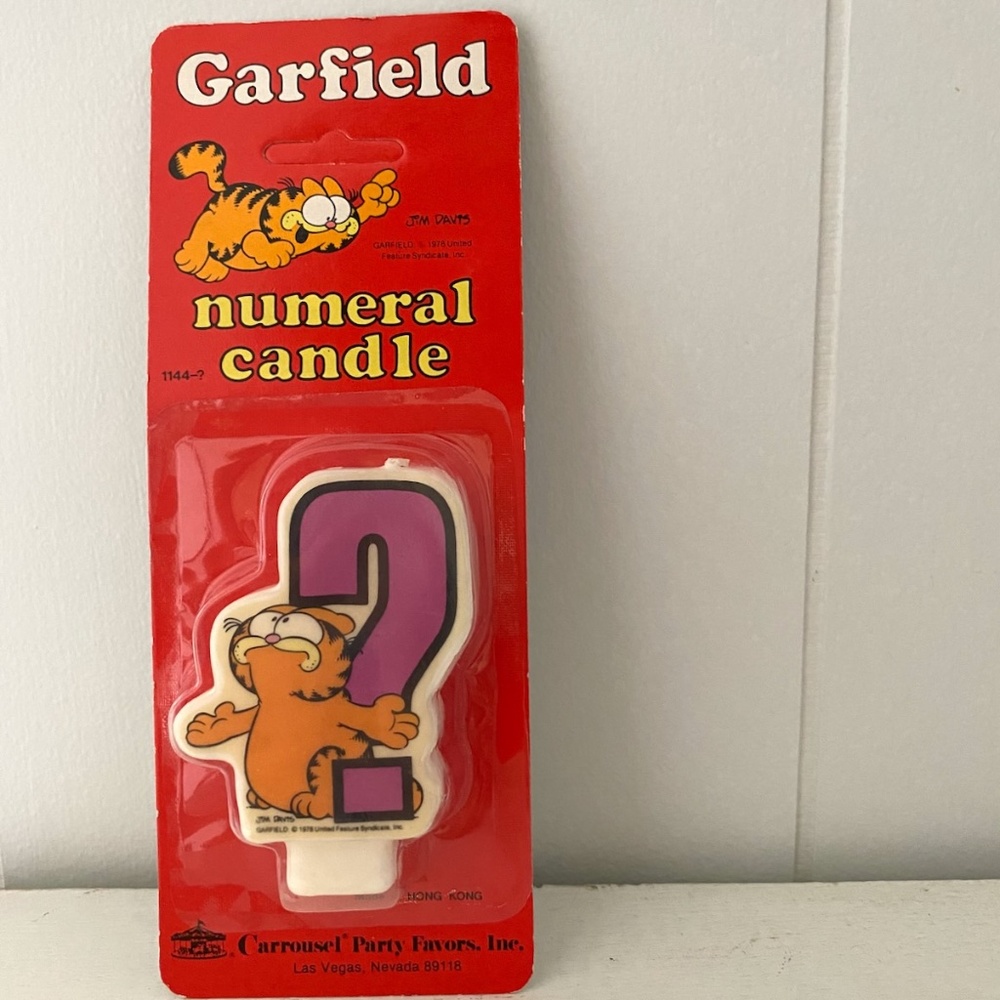 VTG 1970s Garfield Numeral Candle Jim Davis Cartoonist